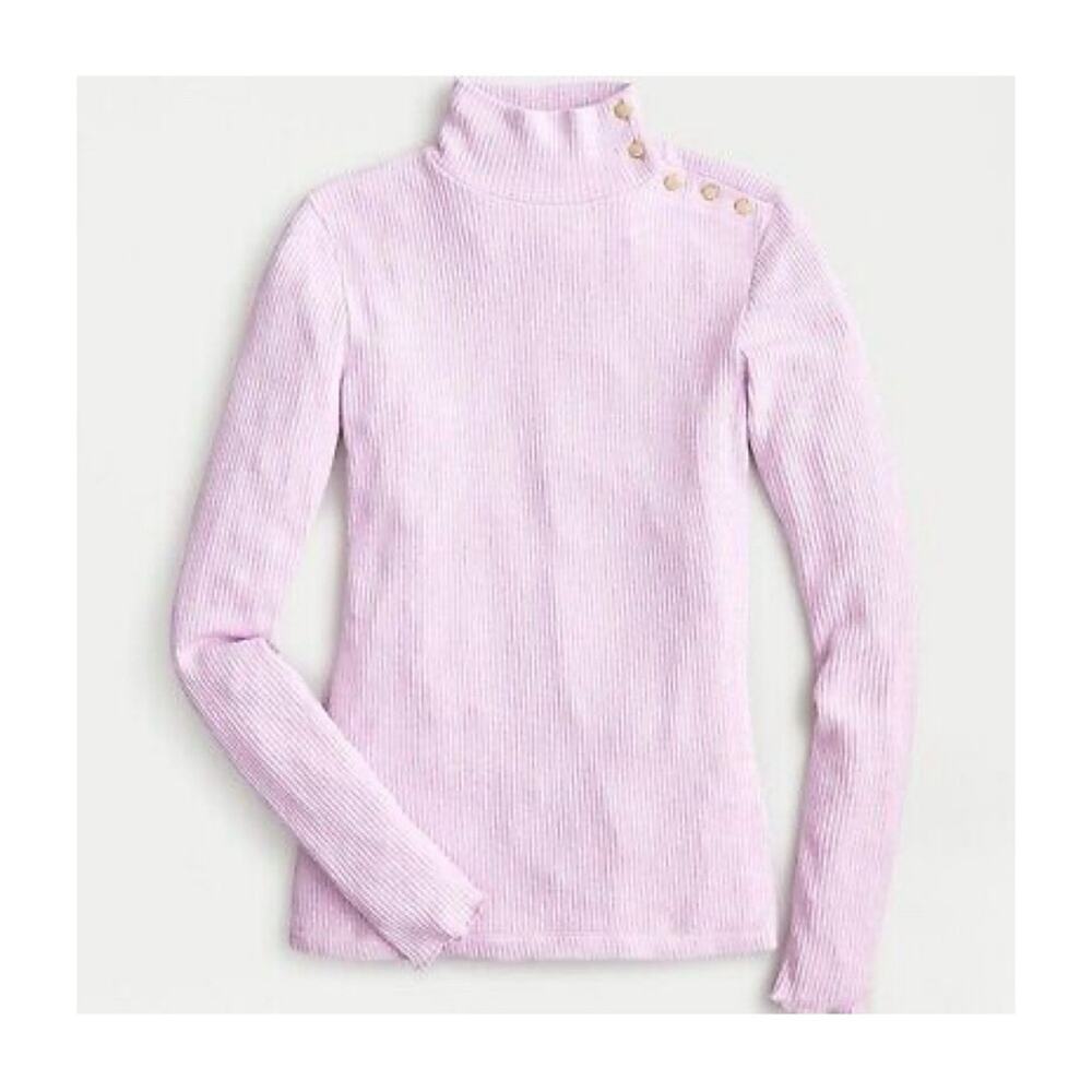J. Crew Button Shoulder Ribbed Turtleneck Top